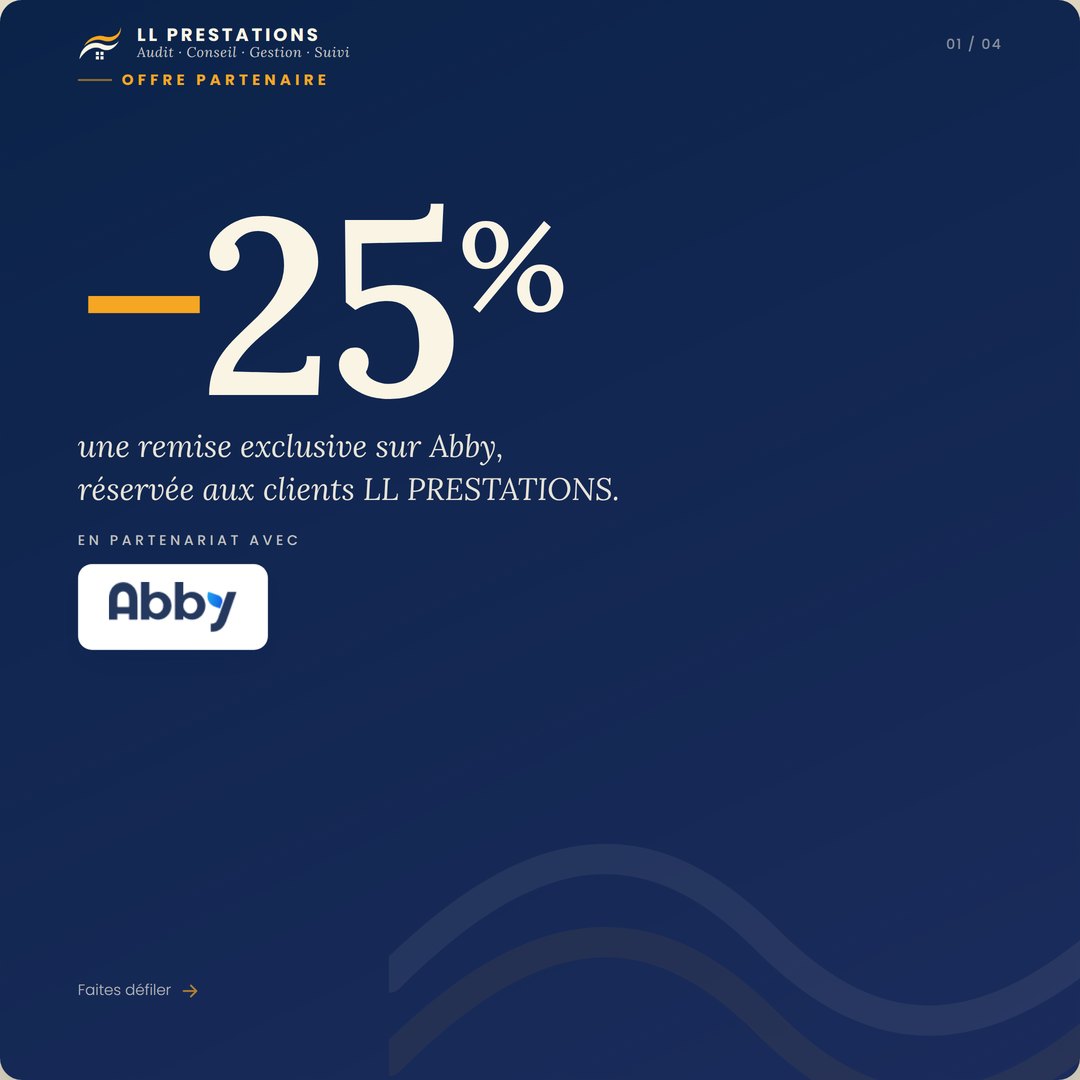–25 % sur Abby, une remise exclusive réservée aux clients LL PRESTATIONS